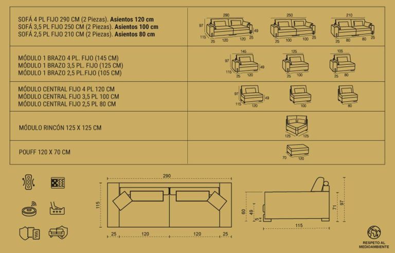 Opciones Sofá modelo Viena de Sofás Alicante